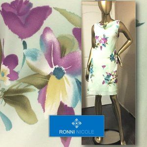 RONNI NICOLE PETITE Aqua Floral Slip-On Dress   |   8P